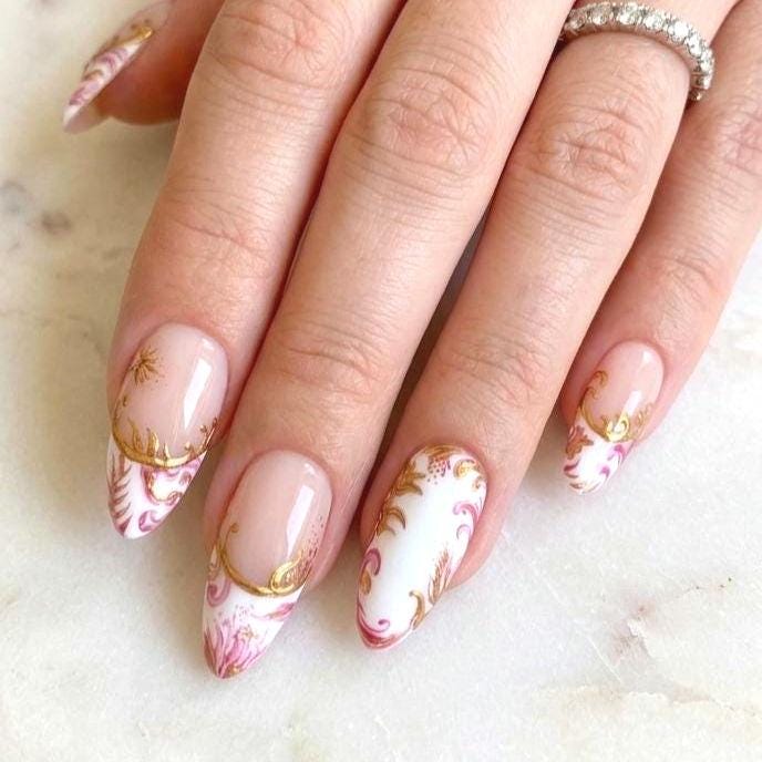 Pink Baroque - Size Medium, Long Almond
