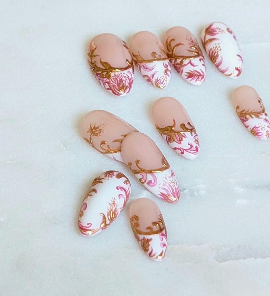 Pink Baroque - Size Medium, Long Almond