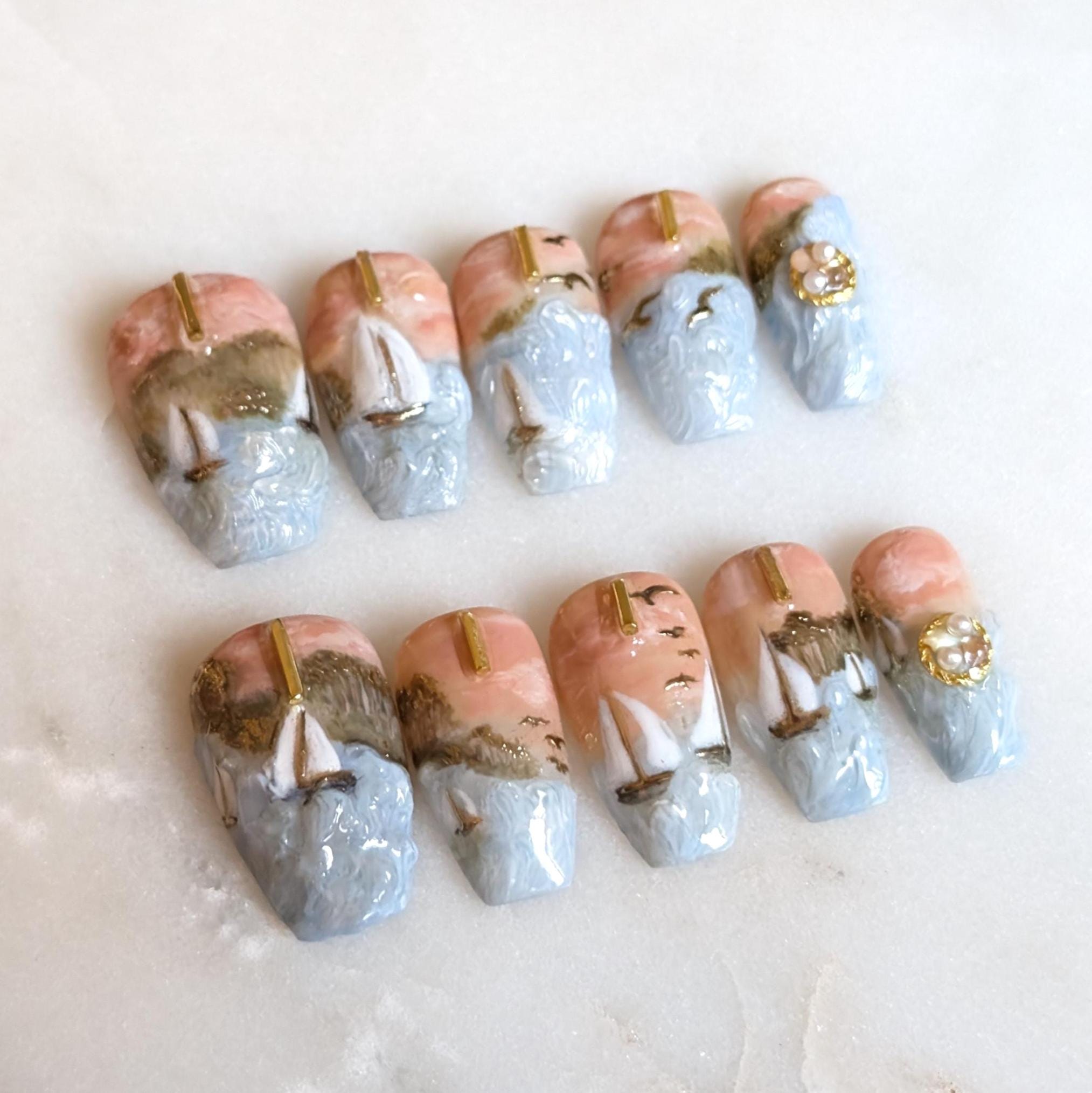 Terracotta Sailboats - Size Large, Medium Coffin