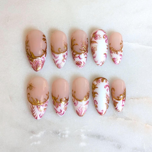Pink Baroque - Size Medium, Long Almond