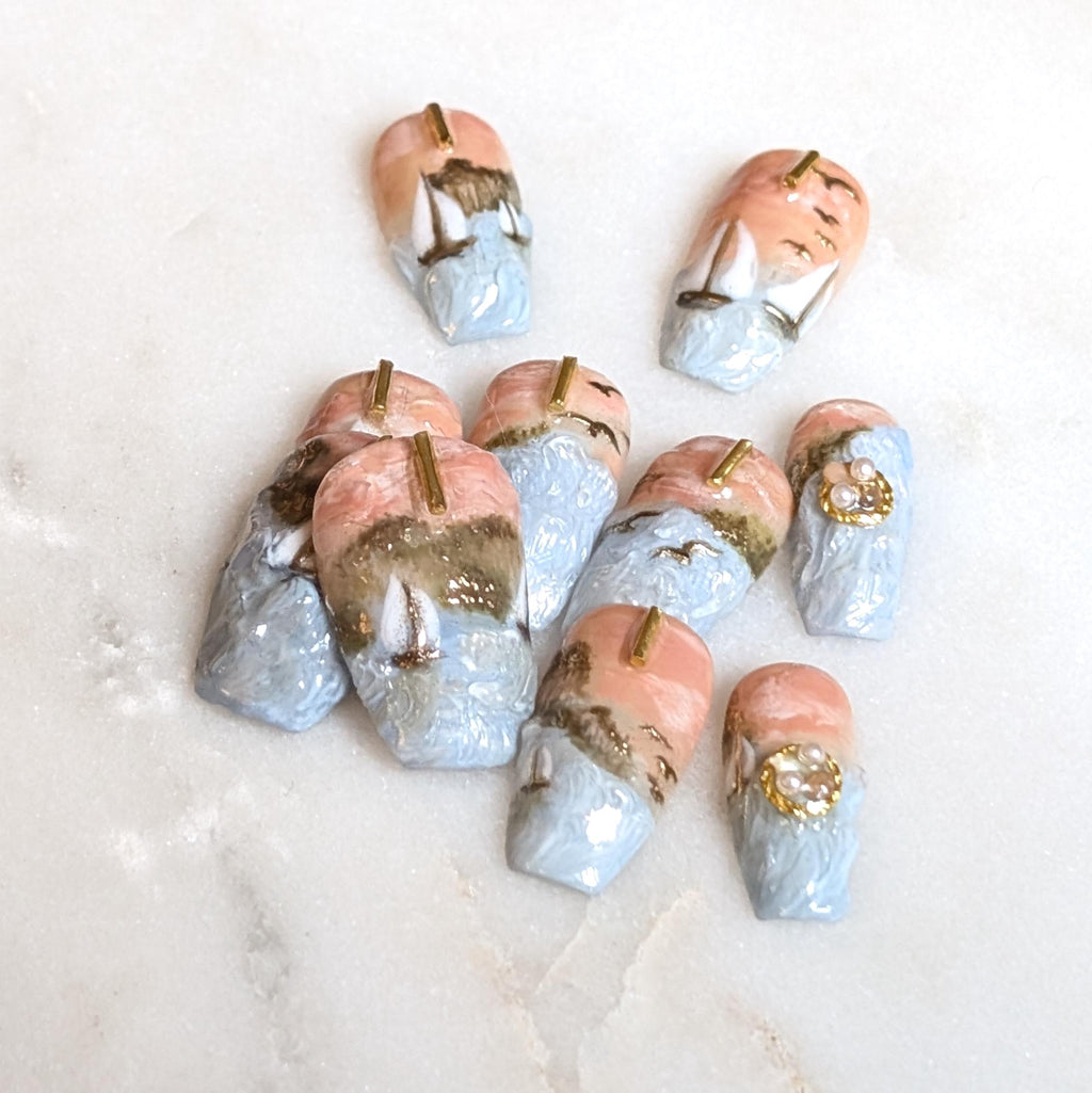Terracotta Sailboats - Size Large, Medium Coffin